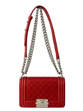 CHANEL Boy Chanel - Red Calfskin Shoulder Bag